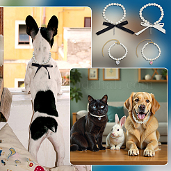4 шт. 4 стиля ошейников для домашних животных из искусственного жемчуга и стразов&nbsp;AJEW-FG0008-03