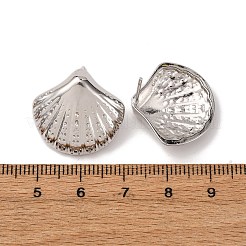 Серьги-гвоздики в форме ракушки из латуни&nbsp;EJEW-H165-02B-P