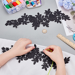 Полиэстер кружево цветы тканевые нашивки&nbsp;AJEW-WH0816-089