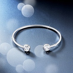 Латунный браслет-манжета с микропаве из кубического циркония ААА&nbsp;JB390B