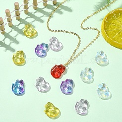 50 шт. 5 цвета прозрачные стеклянные подвески с распылительной росписью&nbsp;GLAA-YW0003-94