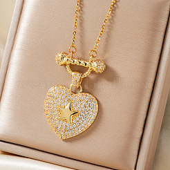 Модные латунные ожерелья с подвеской в виде сердца и звезды&nbsp;PD1467