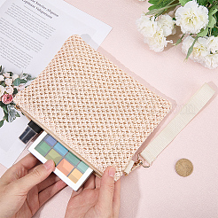 Плетеные соломенные косметички на молнии&nbsp;AJEW-WH20010-78D