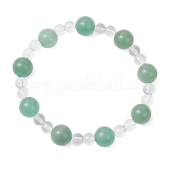 Браслеты из круглых бусин натурального зеленого авантюрина и синтетического кварца&nbsp;BJEW-JB12246-03