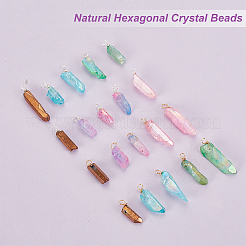 2 комплект подвесок из натурального кварцевого кристалла с гальваническим покрытием 2 цветов&nbsp;G-GA0001-73