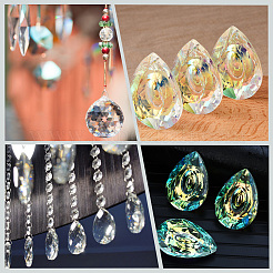 Граненые прозрачные стеклянные подвески в форме капли&nbsp;GLAA-SP0001-19B