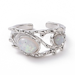 Блестящее пластиковое овальное открытое кольцо-манжета&nbsp;RJEW-D119-08P