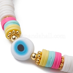 Браслет из полимерной глины Heishi Surfer стрейч&nbsp;BJEW-JB09641-01