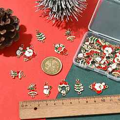 30 шт. 5 стиля рождественских эмалевых звеньев из сплава&nbsp;FIND-FS0004-93