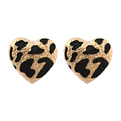 Леопардовый принт латунные эмалевые серьги-гвоздики для женщин&nbsp;EJEW-U055-15C-G