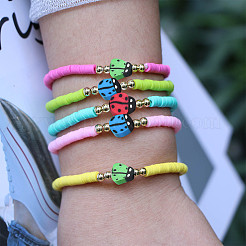 5 нить бус из полимерной глины ручной работы.&nbsp;CLAY-SC0001-45A