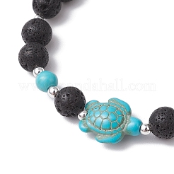 Браслеты из синтетической бирюзы и натуральной лавы для мужчин и женщин&nbsp;BJEW-JB11824-01