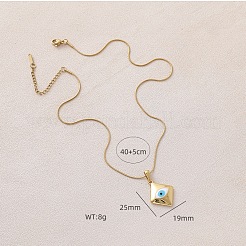 Модные ожерелья с подвеской в виде ромба из нержавеющей стали 304 с белой эмалью от сглаза&nbsp;MB5492