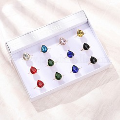 Кольца-манжеты из нержавеющей стали 304 со стеклянными вставками для женщин&nbsp;RJEW-K309-41A