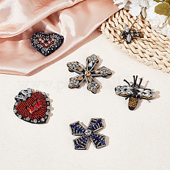 6 шт. 6 стиля пчелы цветок сердце ручная работа акриловые бусины аппликации&nbsp;PATC-GO0001-07