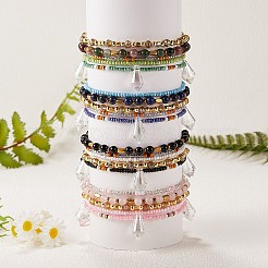 Сверкающий стеклянный бисер 5 многослойный ножной браслет&nbsp;AJEW-SW00006-04