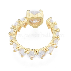 Прозрачные кольца из кубического циркония в форме сердца&nbsp;RJEW-G261-06G