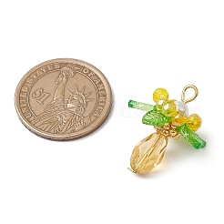 Подвески из стекла с круглыми ракушечными жемчужинами и акриловыми подвесками&nbsp;PALLOY-MZ00647-04