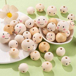 80шт 4 стиля из натурального дерева европейские бусины&nbsp;WOOD-LS0001-37