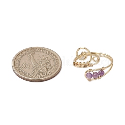 3 шт. кольца с натуральным аметистом&nbsp;RJEW-JR00838