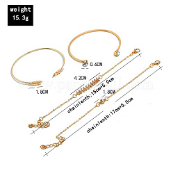 4 шт. 4 стиля перо и плоский круглый сплав с кристаллами и стразами браслеты-манжеты и браслеты-звенья&nbsp;FS-WGEDE23-01