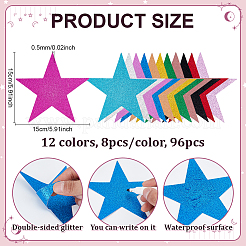96 шт. 12-цветная бумага с двухсторонними блестками в виде звездочек-конфетти&nbsp;AJEW-PH0007-42