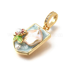 Латунные подвески с микропаве из кубического циркония и эмали&nbsp;KK-R222-16G-02