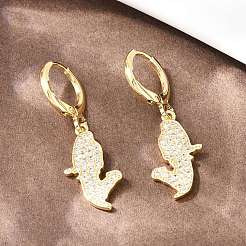 Серьги-гвоздики с микропаве из латуни и прозрачными кубическими циркониями.&nbsp;EJEW-H182-03G