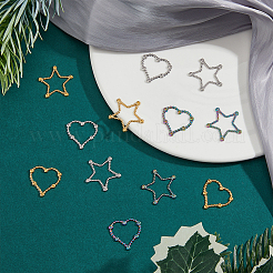 12 шт. 6 стиля ионное покрытие (IP) 304 нержавеющая сталь соединительное кольцо со стразами&nbsp;STAS-FH0002-03