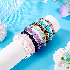 8шт. эластичные браслеты из натуральных и синтетических драгоценных камней для женщин и мужчин&nbsp;BJEW-TAC0037