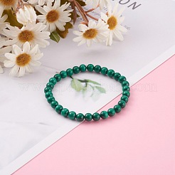 Браслеты-стрейч из натурального малахита&nbsp;BJEW-JB05991