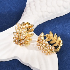 Серьги-кольца из латуни в форме листа&nbsp;KK-U058-64G