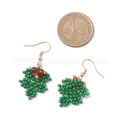 Рождественские серьги-подвески из стеклянных бусин ручной работы&nbsp;EJEW-MZ00516