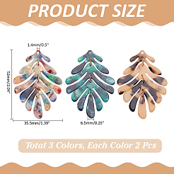 6шт 3 цвета акриловые подвески&nbsp;OACR-WR0001-05