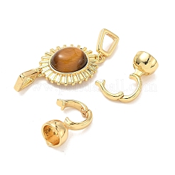 Застежки-пряжки из натуральной латуни с тигровым глазом&nbsp;KK-U059-40G-02