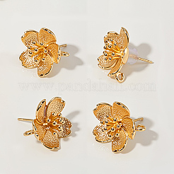 4 пара латунных сережек-гвоздиков&nbsp;KK-BBC0020-02