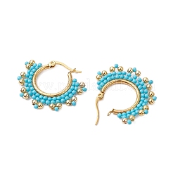 Серьги-кольца из стеклянных бусин из нержавеющей стали 304&nbsp;EJEW-MZ00337