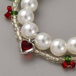 Многорядные браслеты из искусственного жемчуга и стеклянных бусин&nbsp;BJEW-WH0023-60