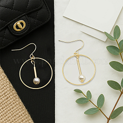 4 пара двухцветных серег-колец с имитацией жемчуга из сплава и железа и пластика&nbsp;EJEW-HY0001-28