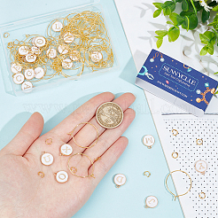 Наборы для самостоятельного изготовления колец с заглавными буквами a~z из латуни и эмали для бокалов с вином&nbsp;DIY-SC0024-59B