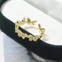 Кольца-манжеты с бабочкой из прозрачного кубического циркония&nbsp;RJEW-G337-15G