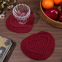 2 шт. хлопковые коврики для чашек в технике макраме&nbsp;AJEW-DJ0001-87C