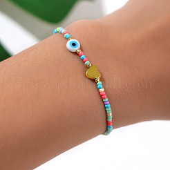 Браслеты-растяжки из стеклянных бусин макарон&nbsp;JJ3447