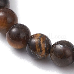 Женские браслеты из круглых бусин из натурального тигрового глаза&nbsp;BJEW-JB12744