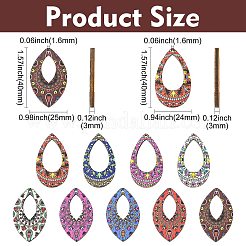 45 шт. подвески из липы с принтом в двух стилях&nbsp;WOOD-CJ0002-50