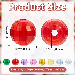 800шт 8 цвета прозрачные акриловые бусины&nbsp;TACR-GO0001-03