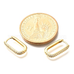 Овальные серьги-гвоздики из латуни с микропаве из прозрачных кубических цирконий&nbsp;EJEW-C126-11G