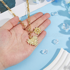 Латунные микропаве прозрачные кубические цирконии подвеска в виде солнца и сердца звено цепи ожерелья&nbsp;NJEW-HS00021