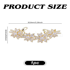 1 шт. модные серьги-манжеты в форме цветка из латуни со стразами&nbsp;EJEW-LP0012-11G