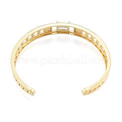 Кубический цирконий прямоугольный браслет-манжета с открытой манжетой&nbsp;BJEW-N014-014